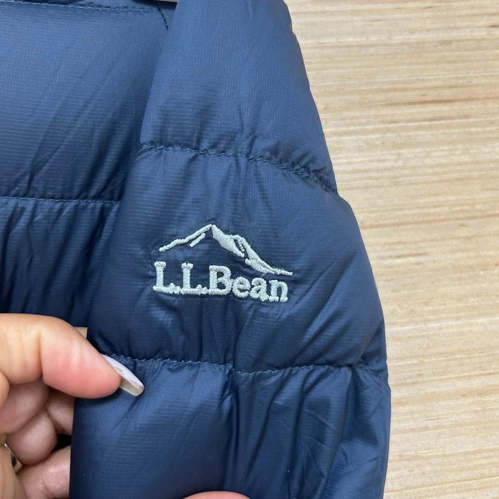 LL Bean Ultralight 650 Down Bunting Navy Blue Infant 6-12M Snowsuit Hooded